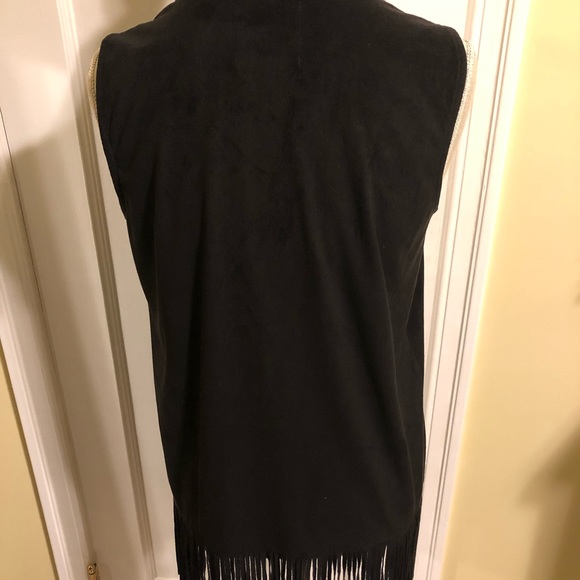 Black Dynamite Faux Suede Fringe Vest - Picture 2 of 2